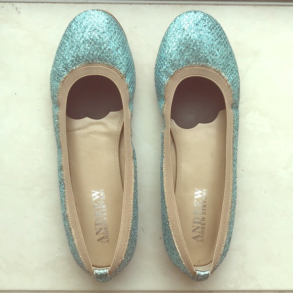 Andrew Stevens Shoes - Andrew Stevens turquoise sparkle ballet flats.